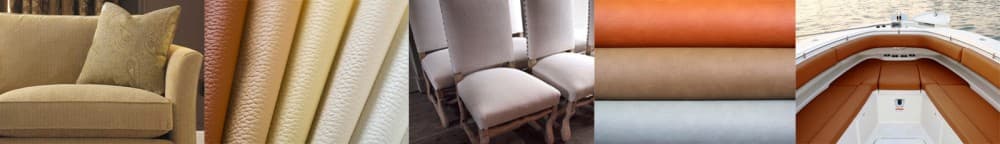 Fabric, marine vinyl, and a nailhead-trimmed dining chair from the Carlos & Son shop floor